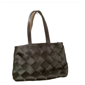 MAGGIE BAGS CLASSIC BLACK WOVEN SEATBELT BAG HEAVYWEUGHT LARGE DOUBLE HANDLES